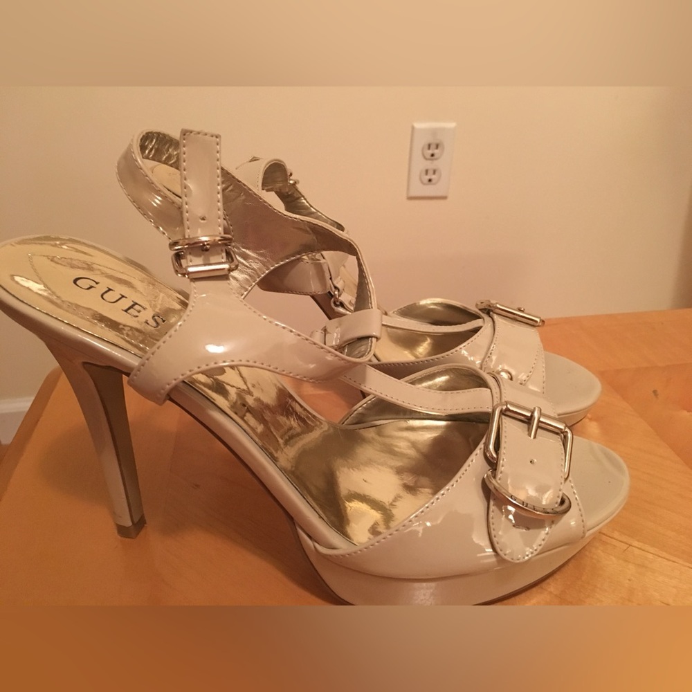 Guess Women's Beige Patent Leather Heels